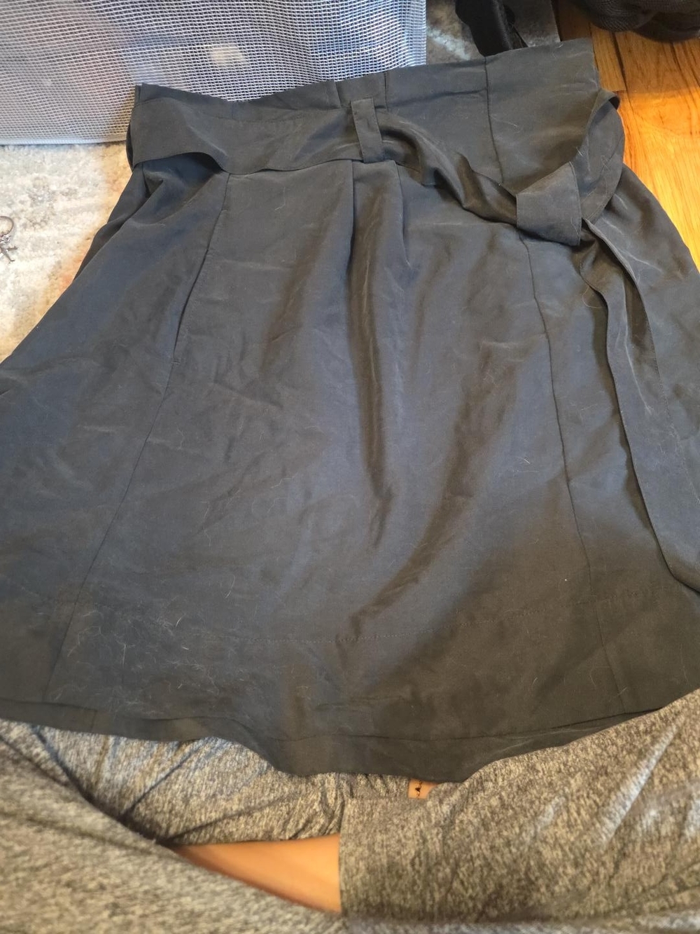A New Day Black Tie Waist Skirt Size 14 NWT Pockets Runs Small